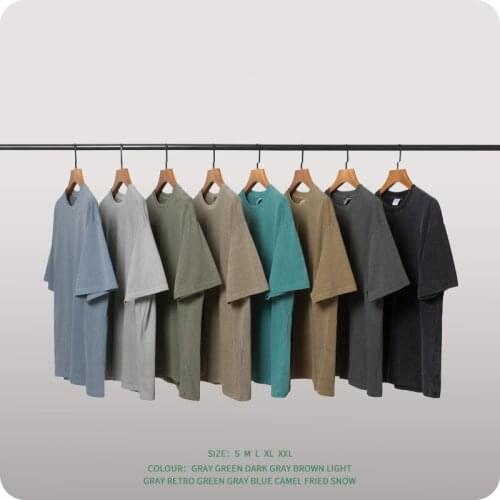 RETRO OVERSIZE Soft Short Sleeved Tops Men Leisure Solid Color Anti-sweat Quick Dry Sport T-shirt Pure Cotton Fitness Tees S-XXL