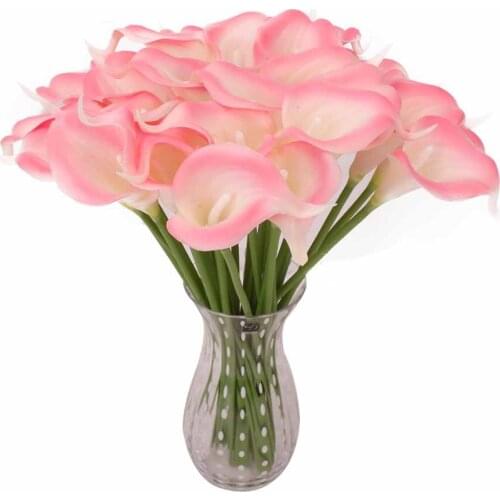 1Pc PU Mini Calla Lily Artificial Flower Real Touch Wedding Flower Bouquet Artificial Silk Flower Home Party Decoration