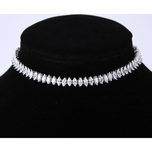 Classic AAA cubic zirconia Brand Baguette choker necklace for Women adjustable length Mariquesa geometric choker necklaces N0334