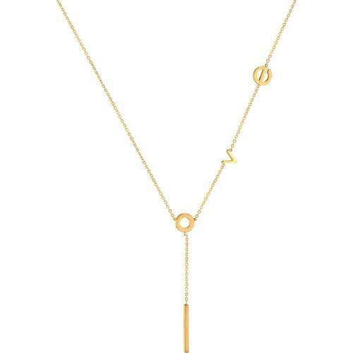 Classic Elegant And Charming Love Letter Pattern Necklace For Women Titanium Steel Gold Color Woman Necklace Pendant Jewelry