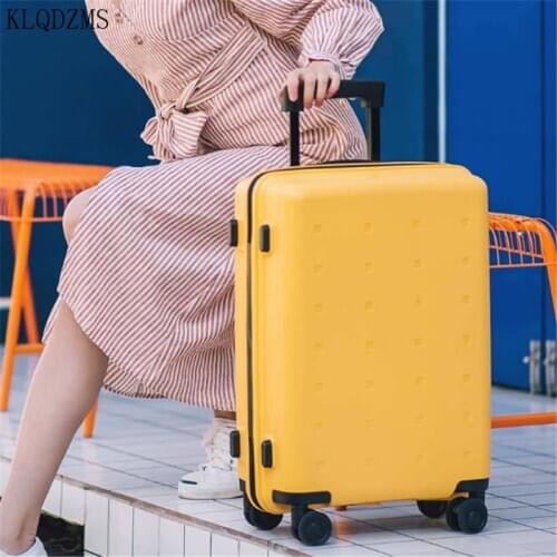 KLQDZMS Korean Rolling Luggage Spinner Handle Suitcase Wheels Cute High capacity Men Trolley 20 inch Cabin Trunk