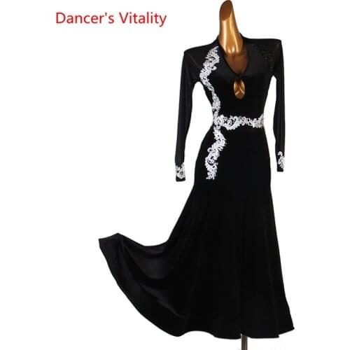 Ballroom dance competition dresses Long Sleeves Hand made Embroidery Performance Clothing Profession Custom Woman Child Clothes
