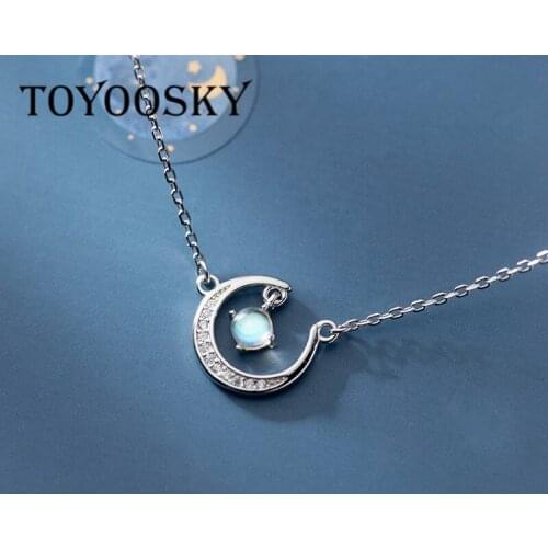 Cubic Zirconia CZ Moon Necklaces & Pendants For Women 100% 925 Sterling Silver Zircon Anti-allergy Fine Jewelry