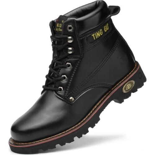 ZEEKSON Trendy Mid-cut Tooling Boots Outdoor Casual Mens Boots Fashion Low-heeled Thick-soled Comfortable Unisex Martin Boots