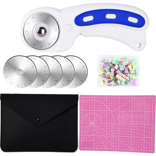 Nonvor Leather Craft Cutting Set Rotary Cutter 5 Pieces Round Blade With Blade Box Positioning Pins Felt Bag and A4 Cutting Mat