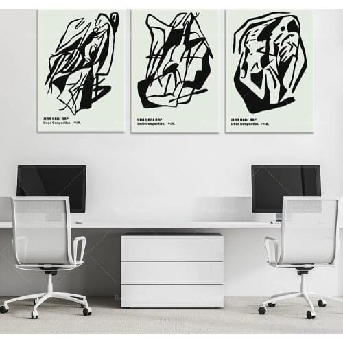 Jean Hans Arp Ensemble de trois estampes, Minimal Print Set, Boho Poster Set, Bauhaus Wall Art