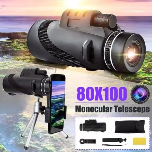80X100 Portable HD Zoom Monocular Telescope Optics Zoom HD Lens Military Army Waterproof Hiking Hunting Monocular Telescope