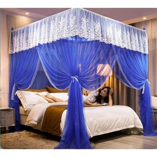 Luxury Princess Bed Curtains 3 Side Openings Post Bed Home Canopy Netting Mosquito Net Bedding No Bracket