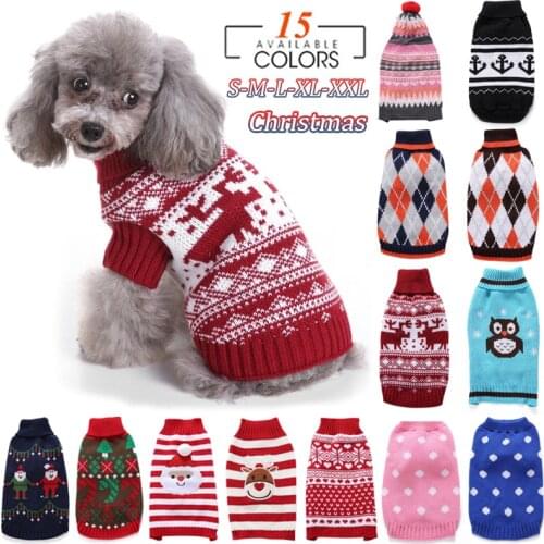 Christmas Pet Clothes Dog Sweater Winter Warm Knitwear Pet Clothing for Small Dogs Cute Printing Puppy Cat Costume Coat