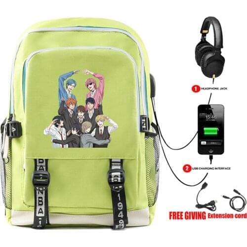 Yarichin B Club USB Charge Backpack Women Student School Shoulder Bag Satchel Teenager Laptop Backpack Men Knapsack