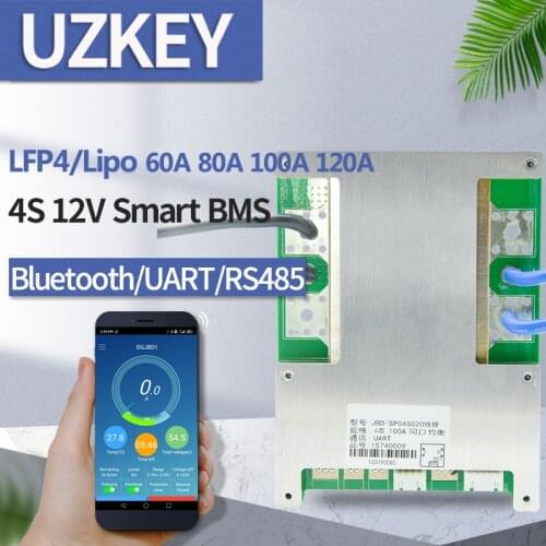 Smart BMS 4S 12V 60A 80A 100A 120A LiFePO4 Bluetooth APP software temperature protection lipo battery pack Charge discharge pcm