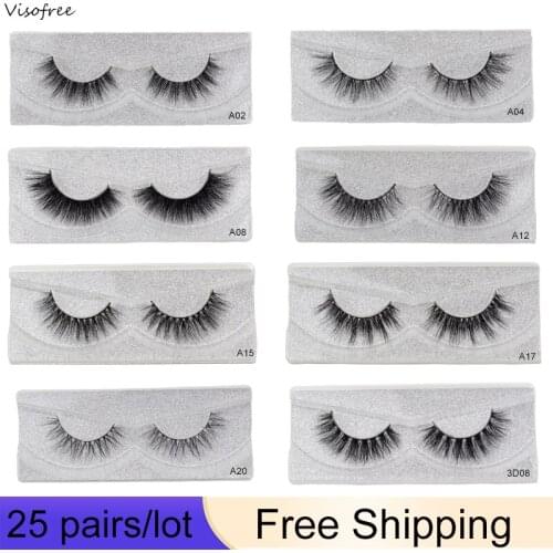 Visofree 25 Pairs 3D Mink Lashes False Eyelashes Mink Thick Fake Eyelash 100% Handmade Creative Arts Makeup Cruelty-free Lashes