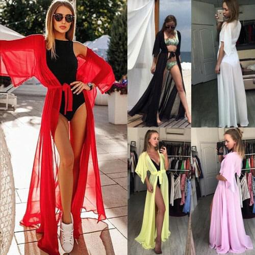 Womens Bikini Swimsuit Cover up Sundress Beach Wear Mesh Sheer Long Dress Summer Bathing Suit Holiday One Piece Sarong Pareo