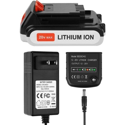 1pc US Plug Lithium Battery Charger Adapter Connector 12-20V MAX 3.0Ah Fit For Black+Decker LBXR20 LB20 Battery