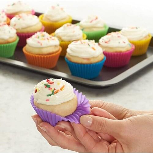 12Pcs/Set Silicone Cake Mold Cake Muffin Cupcake Paper Cups Liner Kitchen Baking Accessories DIY Cake Mold Small Muffin Boxes