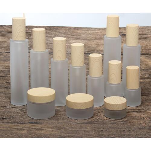 2/8pcs 20/30/50g Empty Makeup Cosmetic Face Cream Jar Pot 20/30/40/60/80/100/120ml Glass Toner Lotion Emulsion Bottle ABS Cover