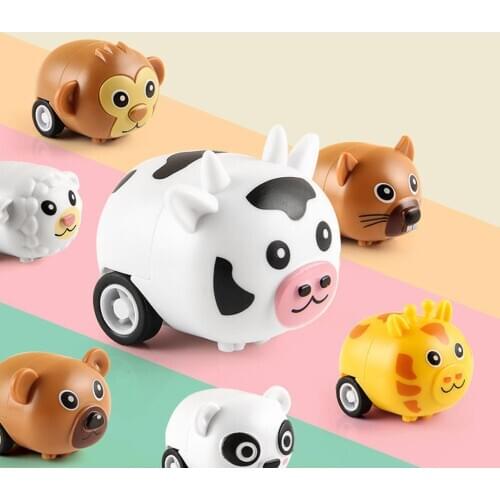 3Pcs Cartoon Cute Animal Modelling Friction Mini Pull Back Boy Kids Car Toy Gift