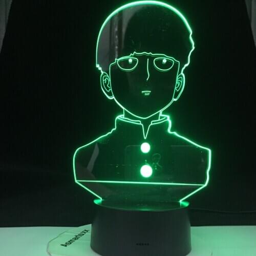 Anime Mob Psycho 100 Shigeo 3d Lamp Figure Nightlight for Kids Child Bedroom Decorative Atmosphere Colorful Table Lamp Usb Gift
