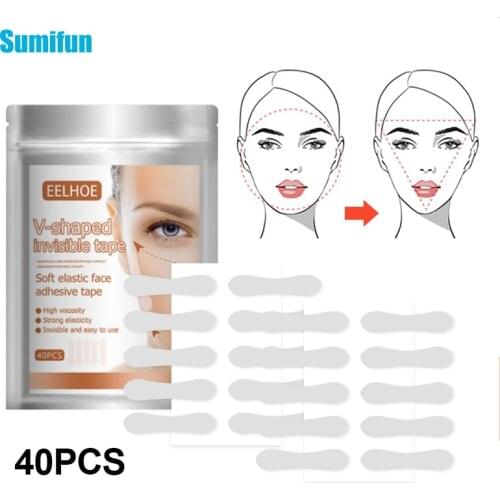40pcs Invisible Thin Face Sticker Face Lifting Patch Artifact Paste Slim Adhesive Tape V-shaped Facial Make up Lift Patch