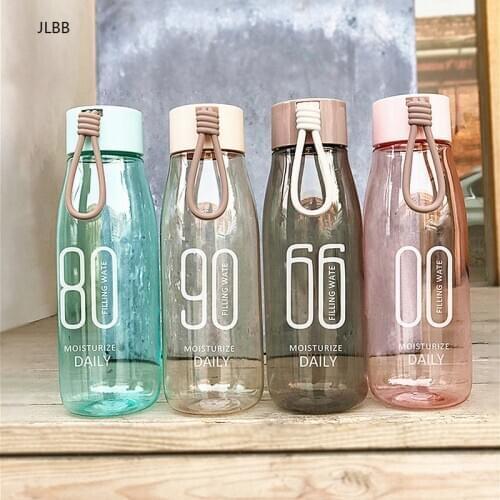480ml Fashion Portable Plastic Water Bottle with Rope Leak-Proof Creative Juice Fruit Students Bottles For Gifts BPA Free
