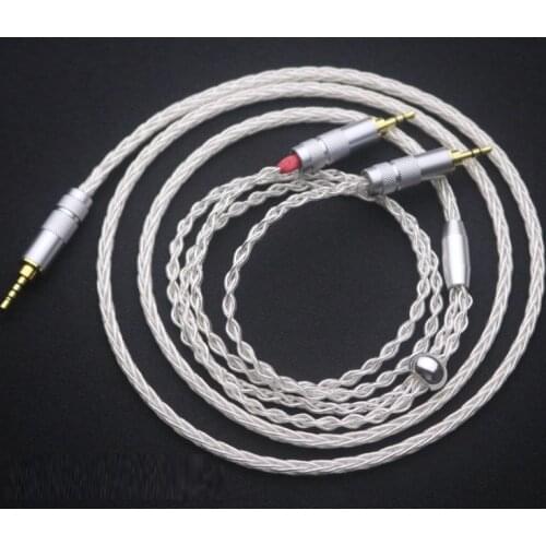 Audiocrast 8Cores Silver Plated 2.5mm balanaced plug to 2x2.5mm headphone upgraded cable