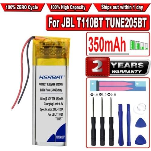 HSABAT 350mAh T110BT Battery for JBL T110BT TUNE205BT T190BT t120 Headset