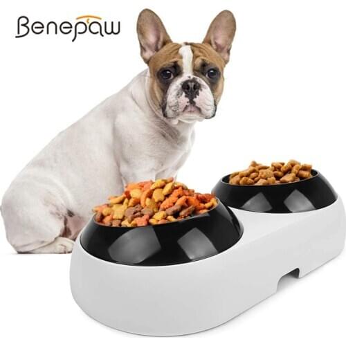 Benepaw Safe Slanted Durable Dog Bowl Durable Anti-slip Silicone Pads Water Food Pet Bowl With Stand Puppy Feed French Bulldog