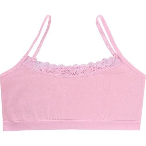 Lace Cotton Young Girls Training Bra 8-12Years Old Kids Bra Camisole Children Bras Condole Belt Vest 69HE