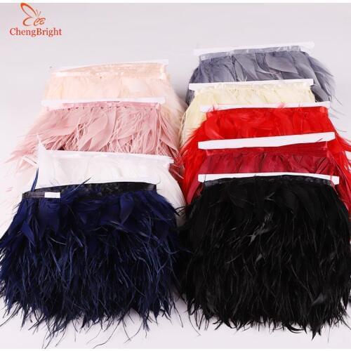 ChengBright New 10Yards Goose feather Ostrich feather Trim Fringe Diy apparel Decorative Craft Feather Trim Feather Ribbon Plume
