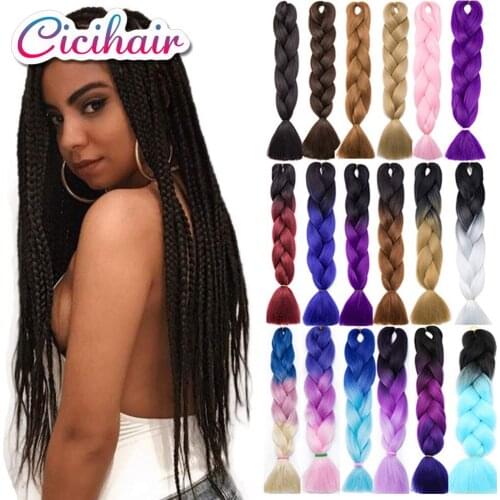 CICIHAIR Afro Synthetic Braiding Hair Extensions 24"100g Ombre Jumbo Braids Hair For Twist Box Brown Pink Red Purple Blue Red