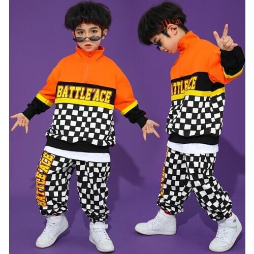 Children Hip Hop Clothes Autumn Street Dance Costume Boys Loose Long Sleeve Sweater Girls Jazz Pants Stage Rave Clothes BL4783