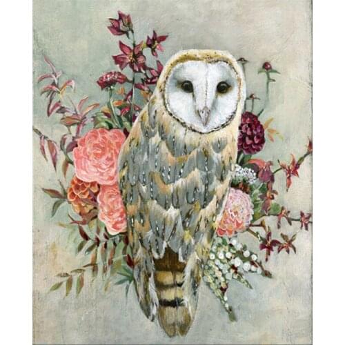 Diy birds diamond mosaic owl flowers diamond painting full round resin diamond embroidery animal 2020 home decor canvasZP-3587