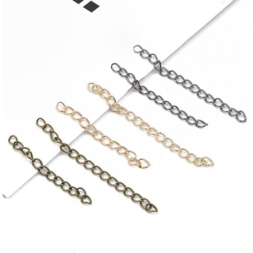 50/70mm length 50Pcs 6 Colors Necklace Bracelet Extender Chain Tails DIY Craft For Jewelry Finding Making Matching Connectors