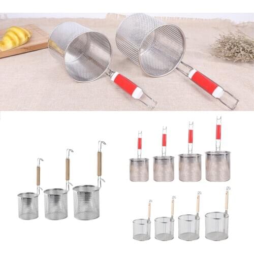 Various Kitchen Pasta Noodle Strainer, Stainless Steel, Deep Fry Basket for Dumpling Pasta Vegetables Food Colander [16cm]