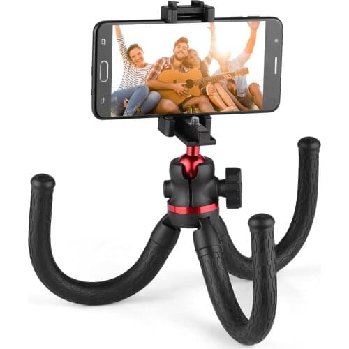 Flexible Octopus Tripod for Phone Photography 360 Degree Rotatable 1/4 Screw Integrated Phone Clamp Cold Shoe Mount Bubble Level