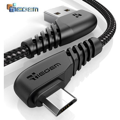 TIEGEM 90 Degree Micro USB Cable 2A Fast Charger Data Cable Braided USB Cable Mobile Phone USB Charger Cable For Samsung Huawei