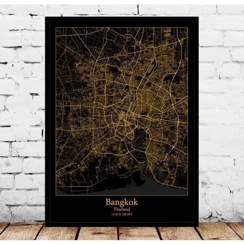 Bangkok Thailand Map Poster