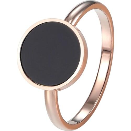 New Design Brand Ring For Women Titanium Steel Black Enamel Three Wide Rose Gold Color Beauty Anillos Female Rings Jewelry Gift