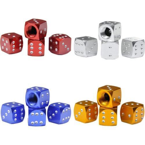 4Pcs/set Dice Design Dust Valve Caps Motorcycles Electric Cars Tyre Tire Stem Cover