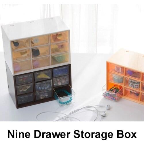 Storage Containers Small Convenient Nine Drawer Storage Box Drawer Type Lattice Sorting Girls Jewelry Storage Box Storage Bins