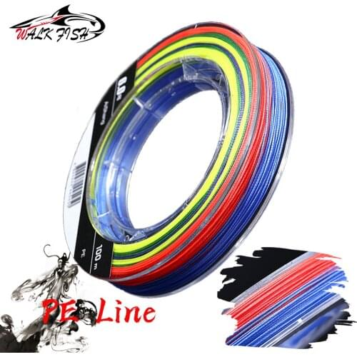 WALK FISH 8 Strands MultiColor Fishing Line 100M PE Fiber Multifilament Braided Wire Super Strong 0.1-0.5mm Saltwater PE Line