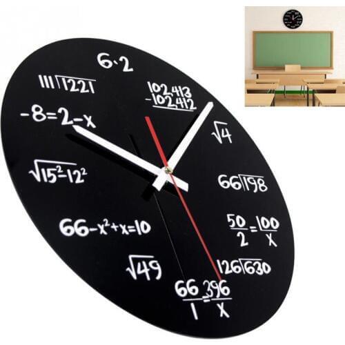 Matte Black Metal Mathematics Math Algebra Blackboard Pi Wall Clock Vintage 30cmX30cm Math Clock