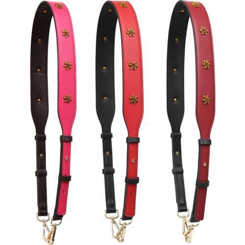 Fashion Gold Rivet Wide Bag Strap Microfiber Leather Adjustable Long Strap Belt For Bag Women Handbag Accessories Straps Purse