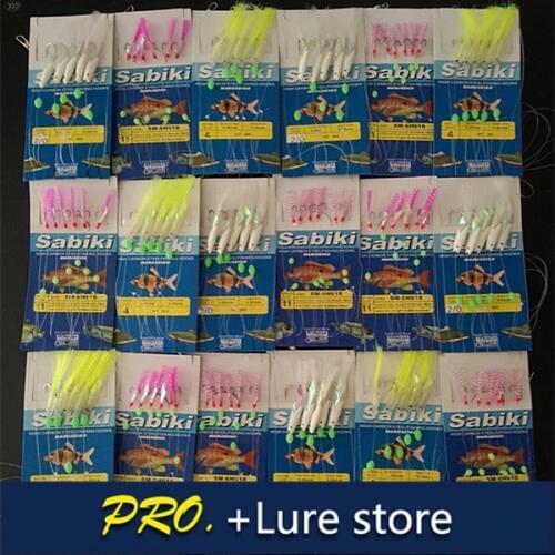 Artificial shrimp sabiki kit sea fishing sabiki squid hook rig jig bait isca bass glow sabiki rigs lure 8 pcaks Free shipping