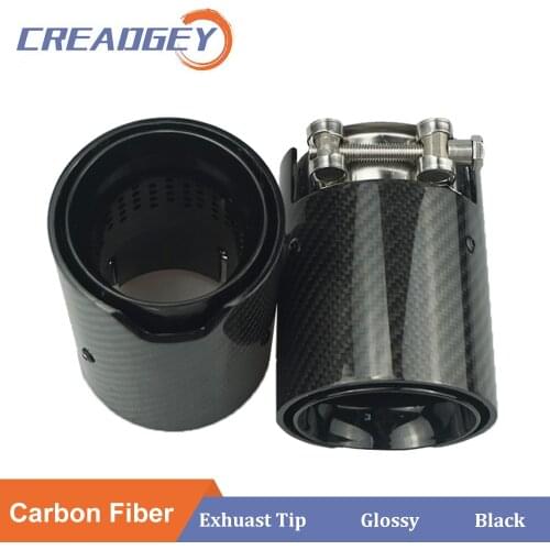 One PCS Glossy Carbon Fiber Black Stainless Steel Exhaust Tip Muffler For BMW F87/F80/F82/F83 M2 M3 M4 Series Car Accessories