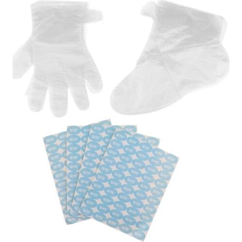 One Time Paraffin Bath Liners Bags w/ Stickers 200pcs Disposable Gloves Foot Covers - Clear - Hygiene