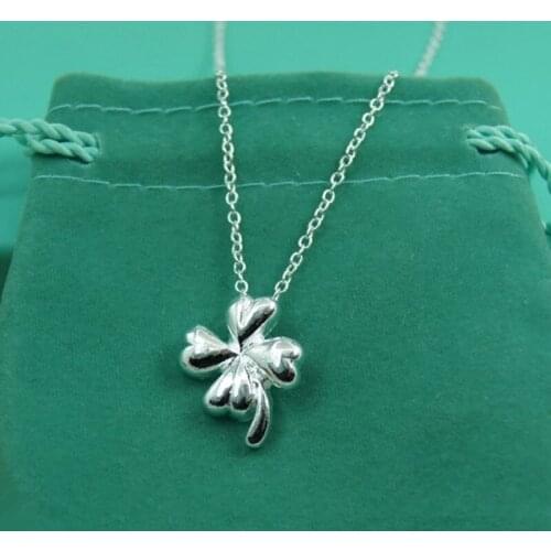 925 Silver Four-leaf Clover Pendant Necklace For Women Exquisite Jewelry Gift