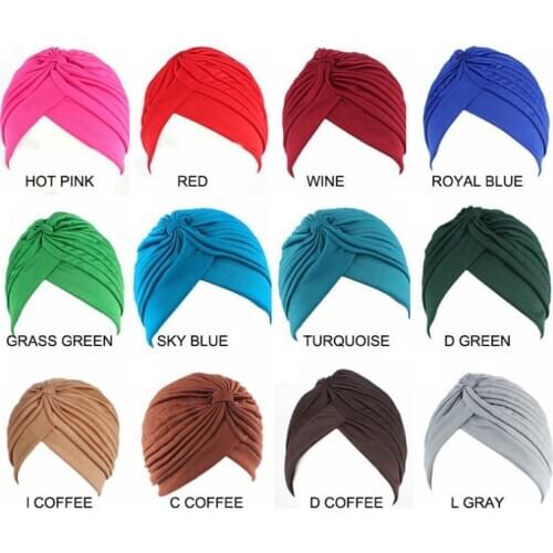 2021 Bandanas Women Stretchy Turban Muslim Hat Headband Warp Female Chemo Hijab Knotted Indian Cap Adult Head Wrap for Women