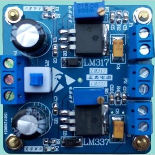 LM317 LM337 adjustable positive and negative linear regulated power supply with low ripple