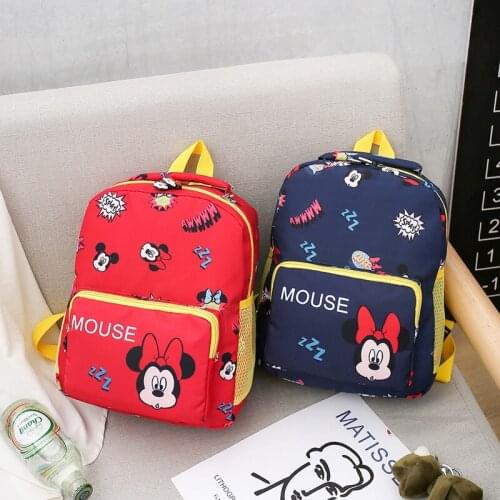 Disney School Bags Cartoons Mickey Mouse Elementary School Student Childrens Backpack Nylon Printing Cute Kids Backpack Gifts
